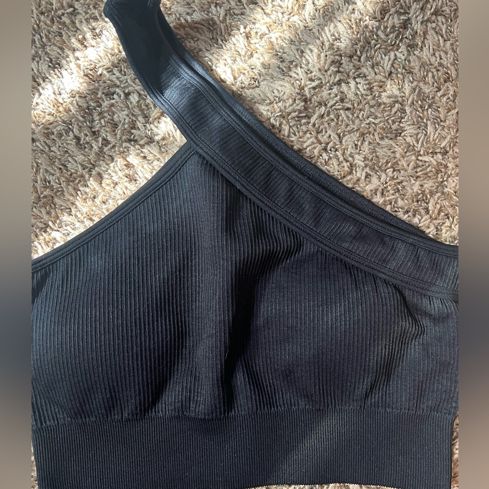 women’s viral OQQ slimming workout set ribbed black size medium NEW IN package - Picture 4 of 4